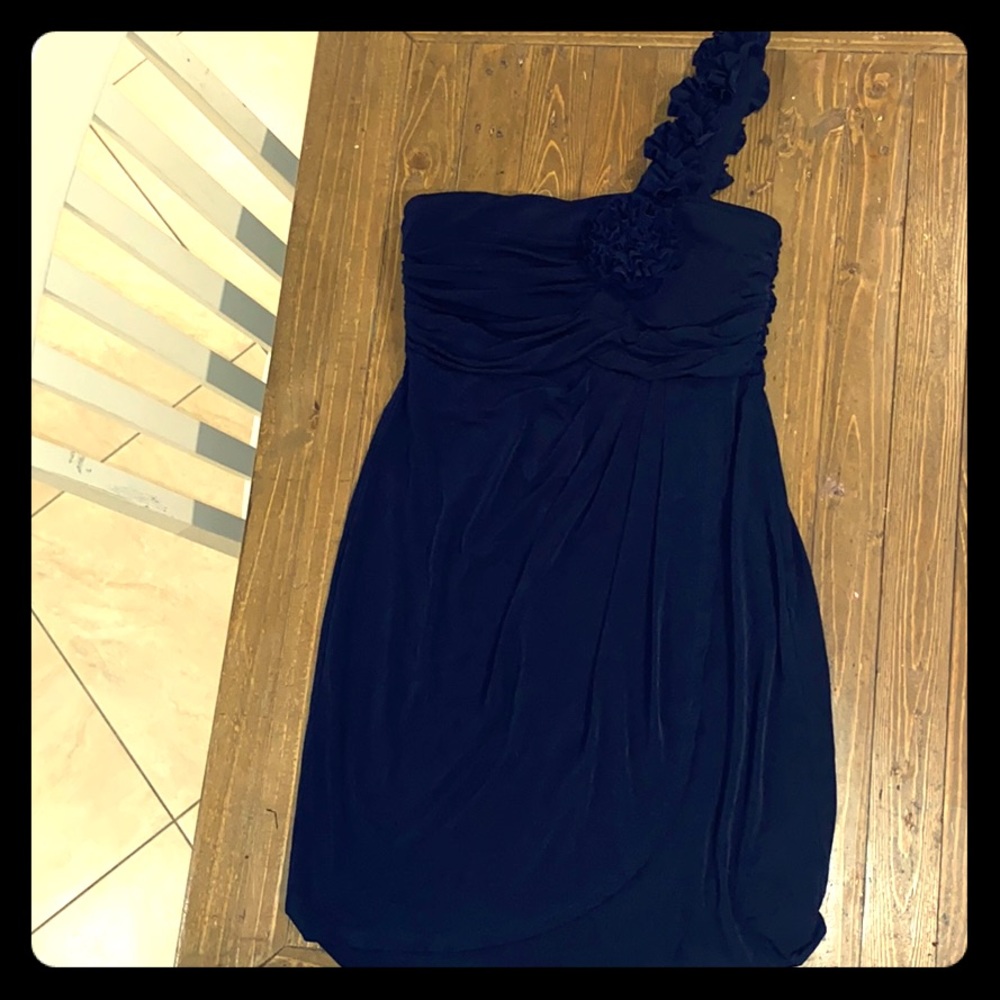 One shoulder navy formal dress